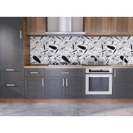 Autocolant bucatarie Black and White Food Pattern