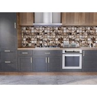 Autocolant bucatarie Brown and White Marble Wall
