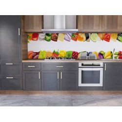 Autocolant bucatarie Fruits and Vegetables in Stripes