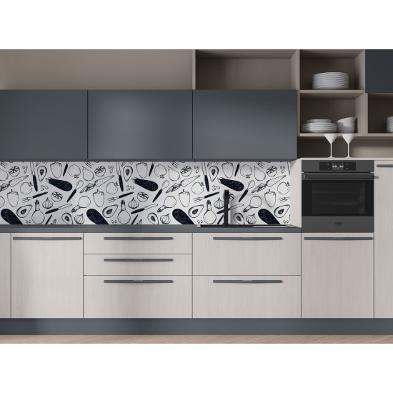 Autocolant bucatarie Black and White Food Pattern Autocolant bucatarie Black and White Food Pattern