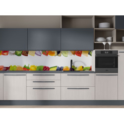 Autocolant bucatarie Fruits and Vegetables in Stripes