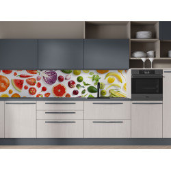Autocolant bucatarie Sliced Fruits and Vegetables