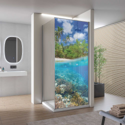 Autocolant Cabina Dus Coral Reef in Tropical Sea
