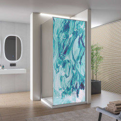 Autocolant Cabina Dus Turquoise Plants