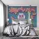 Fototapet Cartoon Bird with Flowers Fototapet Cartoon Bird with Flowers