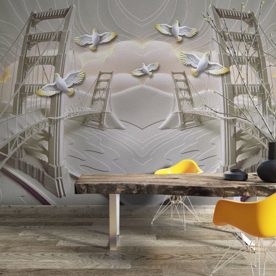 Fototapet Bridge and Pigeons