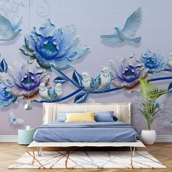 Fototapet Bright Abstract Blue Flower