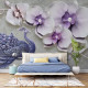 Fototapet Large Light Purple Flowers with Pearls