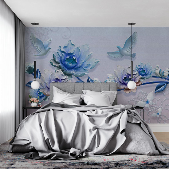 Fototapet Bright Abstract Blue Flower