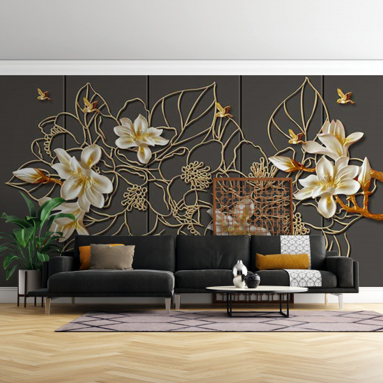 Fototapet Magnolia Flowers with Lines
