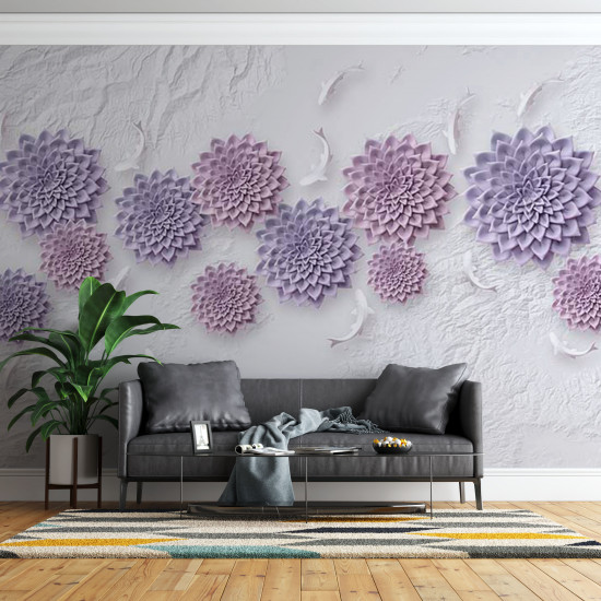 Fototapet Abstract Pink and Liliac Geometric Buds