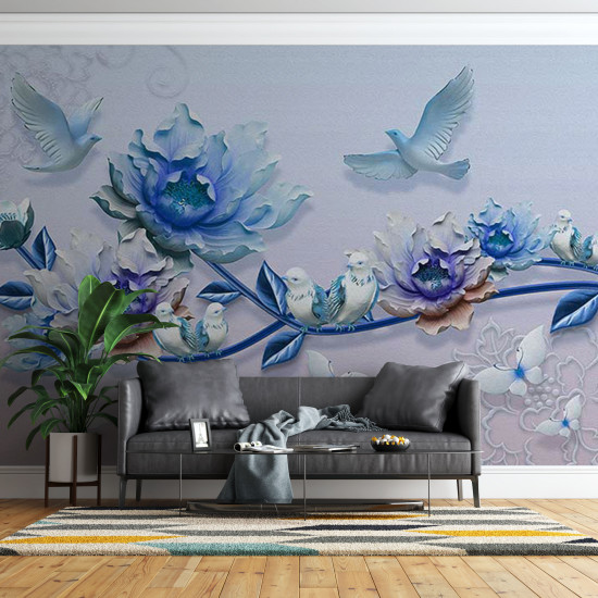 Fototapet Bright Abstract Blue Flower