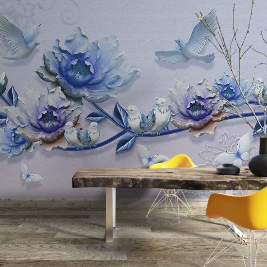 Fototapet Bright Abstract Blue Flower
