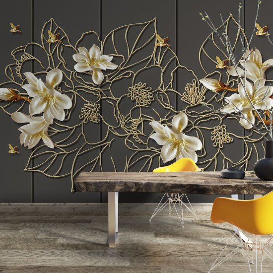 Fototapet Magnolia Flowers with Lines