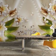 Fototapet Pair of Golden Swans