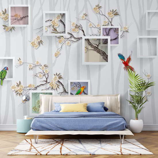 Fototapet Flowers and Birds Fototapet Flowers and Birds