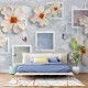 Fototapet White Frames Large White Abstract Flowers