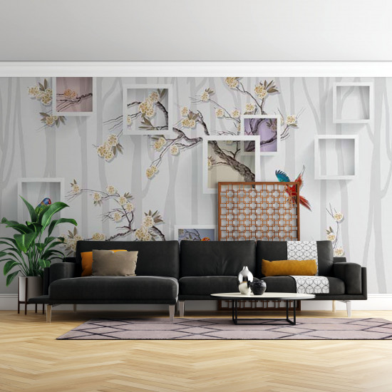 Fototapet Flowers and Birds Fototapet Flowers and Birds