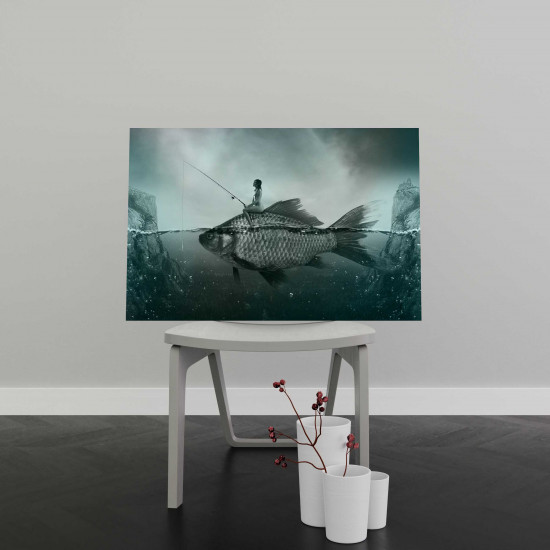 Tablou Canvas Artistic Fish with Woman Fishing