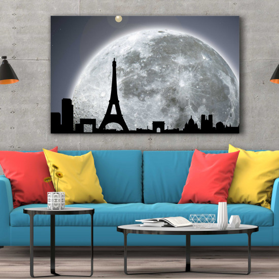 Tablou Canvas Big Moon on Paris