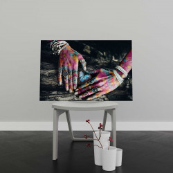 Tablou Canvas Colorful Hands on Tree Surface