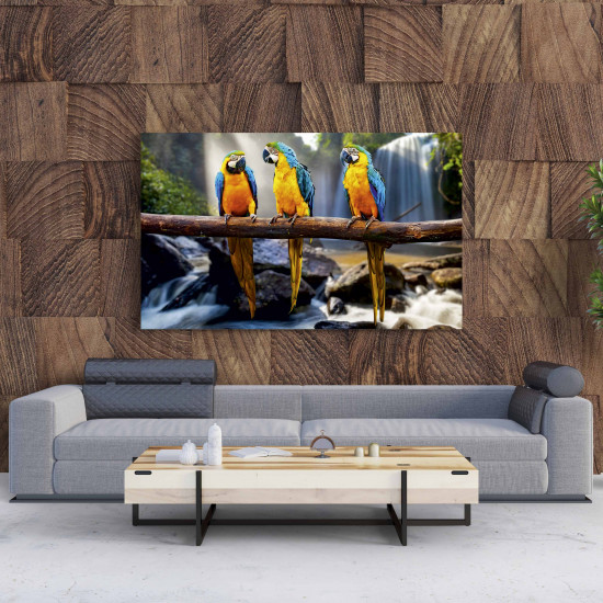 Tablou Canvas Colorful Parrot Waterfall