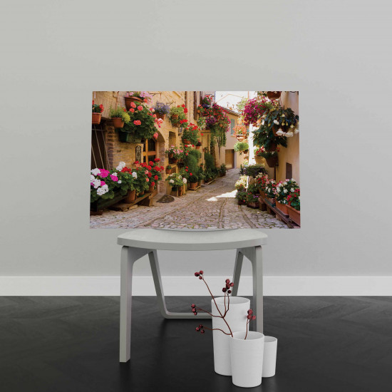 Tablou Canvas Medieval Alley with Flowers in Spello