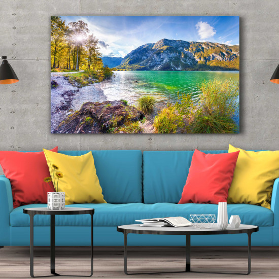 Tablou Canvas Morning on the Bohinj Lake