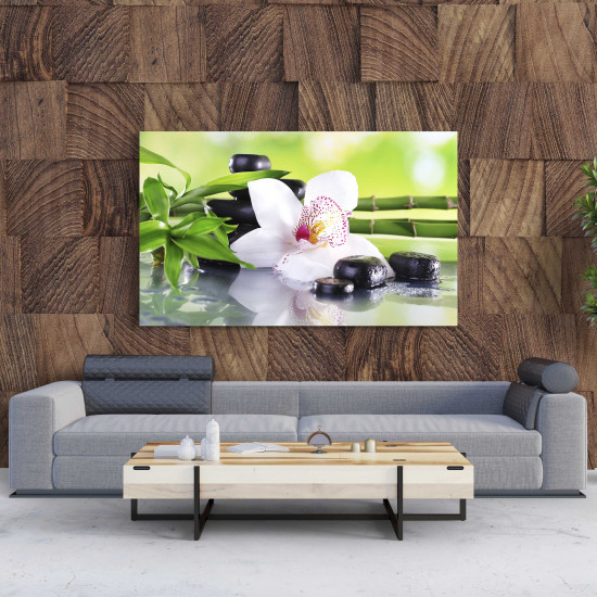 Tablou Canvas Spa Stones and White Orchid Tablou Canvas Spa Stones and White Orchid