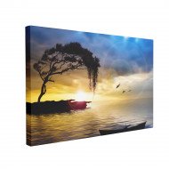 Tablou Canvas Tree, Boat and Sea Painting Tablou Canvas Tree, Boat and Sea Painting