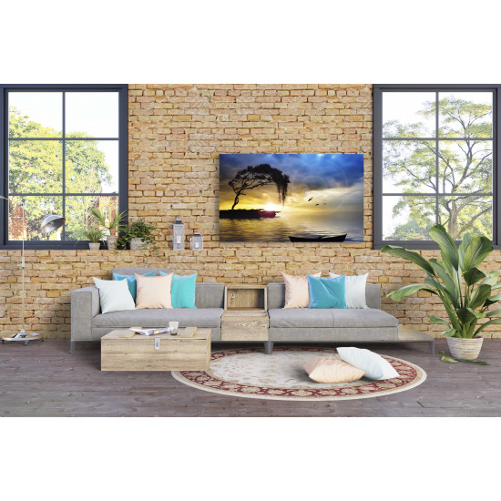 Tablou Canvas Tree, Boat and Sea Painting