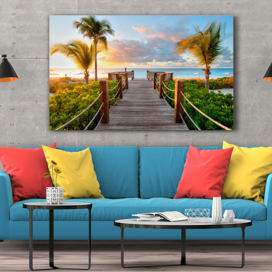 Tablou Canvas Wooden Bridge Over the Sea