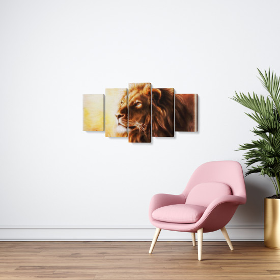 Tablou MultiCanvas 5 piese Lion Fractal