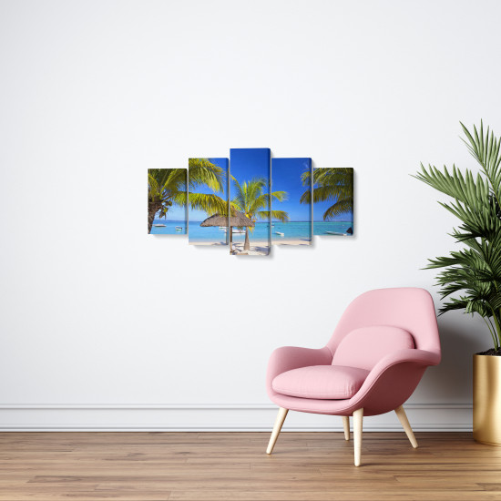 Tablou MultiCanvas 5 piese Mauritius Palm Beach