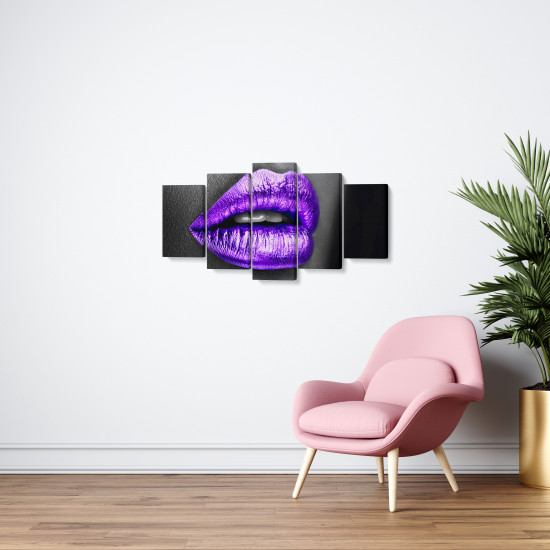 Tablou MultiCanvas 5 piese Purple Lips