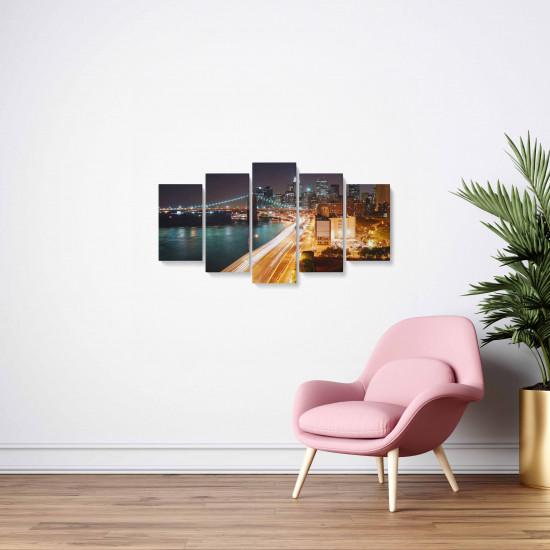 Tablou MultiCanvas 5 piese Night Light City