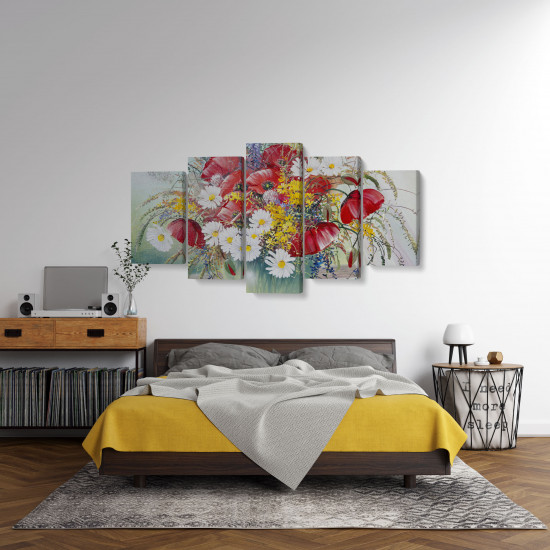Tablou MultiCanvas 5 piese Bouquet of Summer Wildflowers