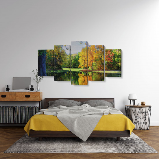 Tablou MultiCanvas 5 piese Colorful Trees Reflections