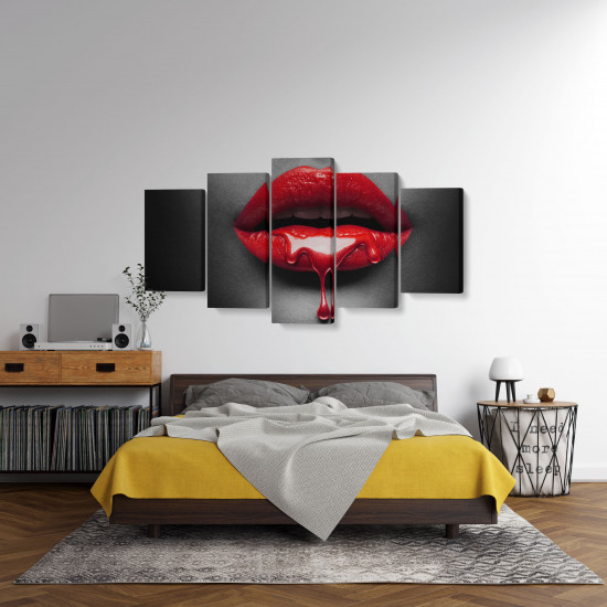 Tablou MultiCanvas 5 piese Glossy Red Lips