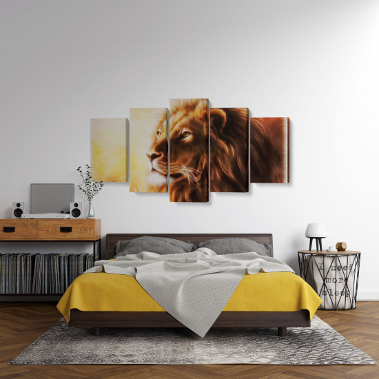 Tablou MultiCanvas 5 piese Lion Fractal