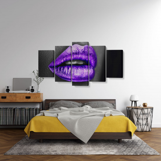 Tablou MultiCanvas 5 piese Purple Lips