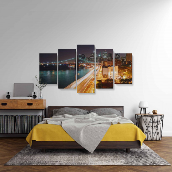 Tablou MultiCanvas 5 piese Night Light City