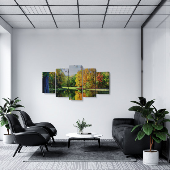 Tablou MultiCanvas 5 piese Colorful Trees Reflections