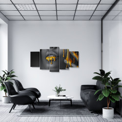 Tablou MultiCanvas 5 piese Gray Liquid Gold