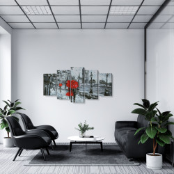 Tablou MultiCanvas 5 piese White and Red, Big Ben London
