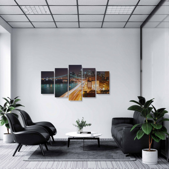 Tablou MultiCanvas 5 piese Night Light City