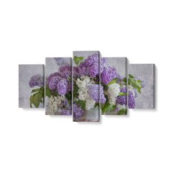 Tablou MultiCanvas 5 piese Bouquet of Liliac