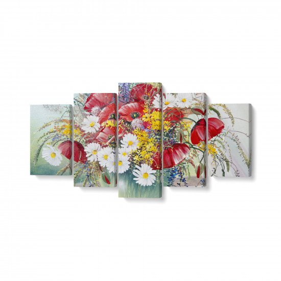 Tablou MultiCanvas 5 piese Bouquet of Summer Wildflowers