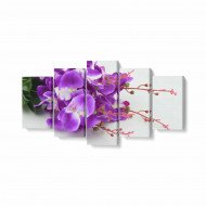 Tablou MultiCanvas 5 piese Bouquet with Purple Orchids Tablou MultiCanvas 5 piese Bouquet with Purple Orchids