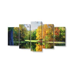 Tablou MultiCanvas 5 piese Colorful Trees Reflections
